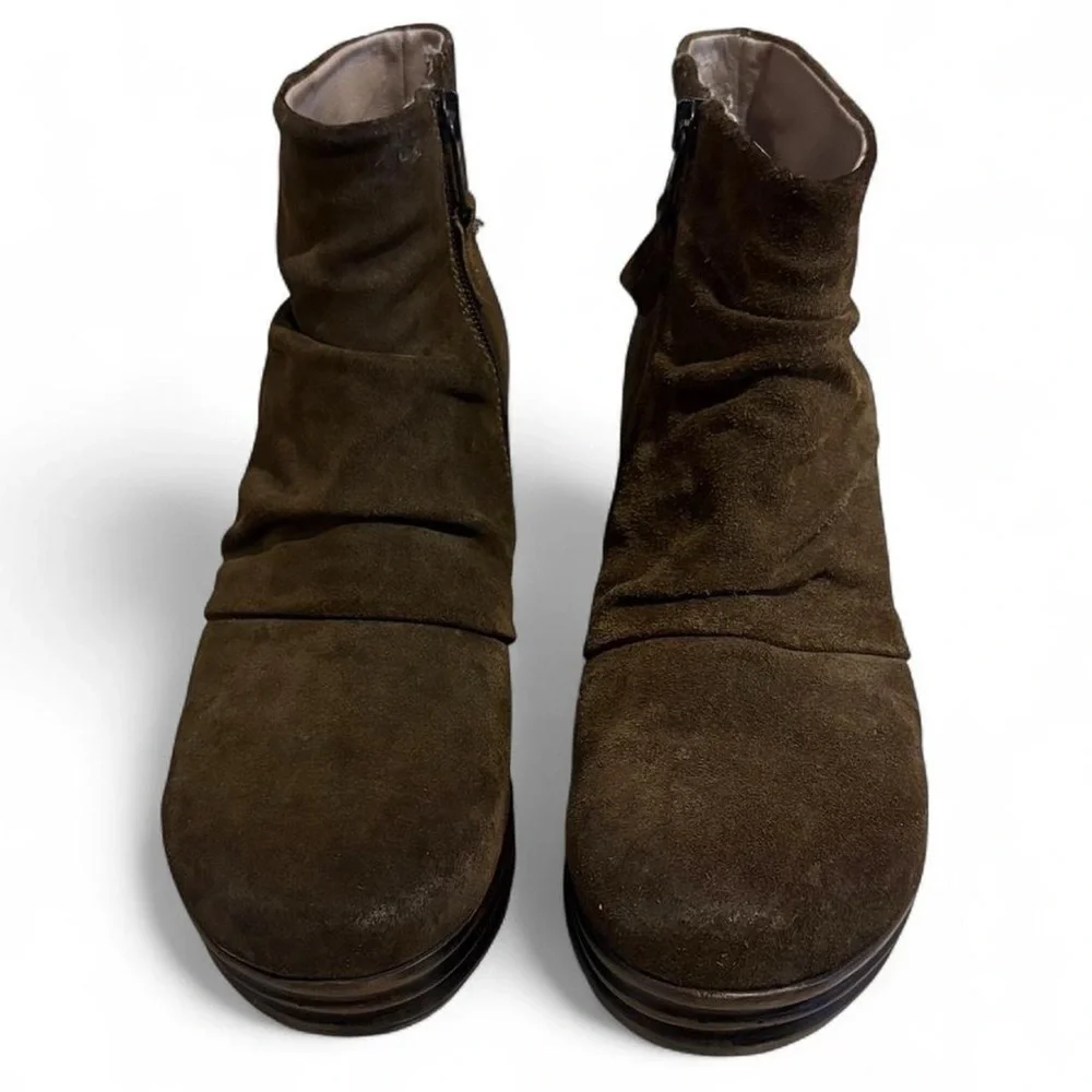 Miz Mooz Boots Ruched suede leather wedge platform